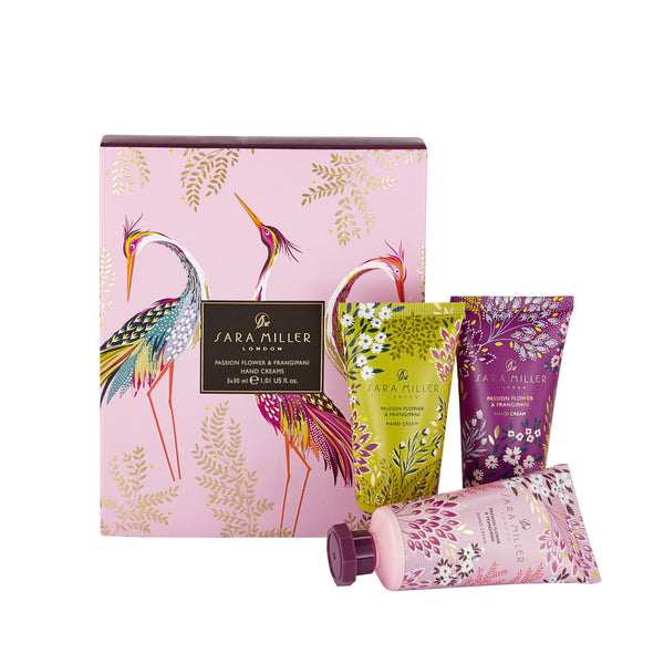 heathcote & ivory Sara Miller Haveli Garden Passion Flower and Frangipani Hand Cream Trio