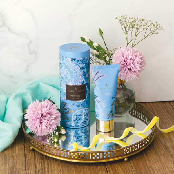 Heathcote & Ivory Savannah Hand Cream In Blue Powder Filigree Gift Tin 100ml