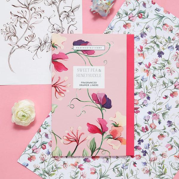 Heathcote & Ivory Sweet Pea & Honeysuckle Fragranced Drawer Liners