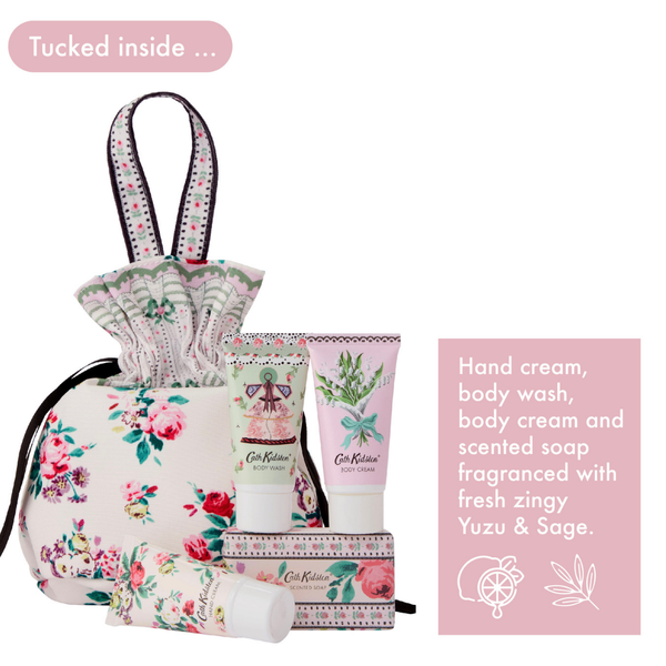 Heathcote & Ivory Wild Flowers Wild Women Travel Beauty Pouch Gift Set