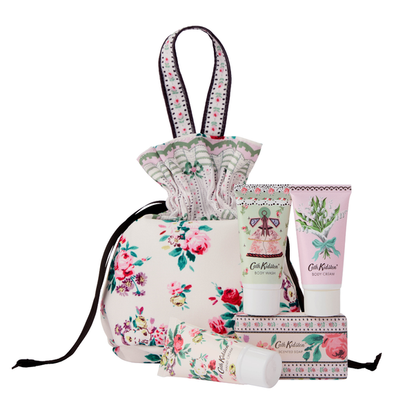 heathcote & ivory Wild Flowers Wild Women Travel Beauty Pouch Gift Set