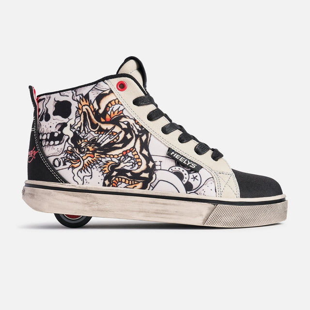 heelys Ed Hardy Racer 20 Mid Limited Edition CREAM/BLACK