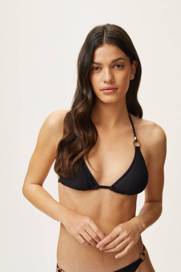 Heidi Klein Black Ring Triangle Bottom BIKINI BOTTOM