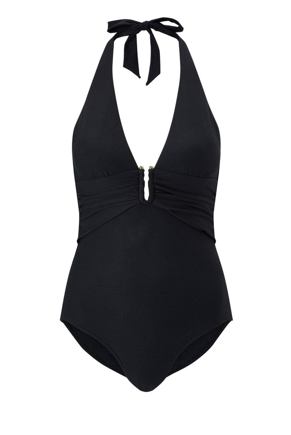 Heidi Klein Black U-Bar Halterneck Swimsuit Swimsuit