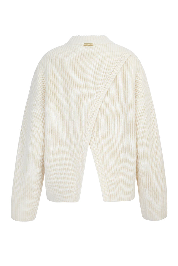 Heidi Klein Cream St Anton Open Back Crew Neck Jumper