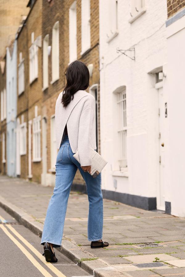 Heidi Klein Grey St Anton Open Back Crew Neck Jumper