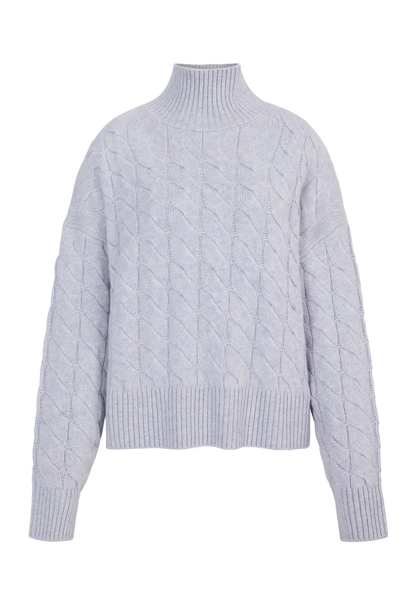 Heidi Klein Grey St Moritz Cable Knit Mock Neck Jumper