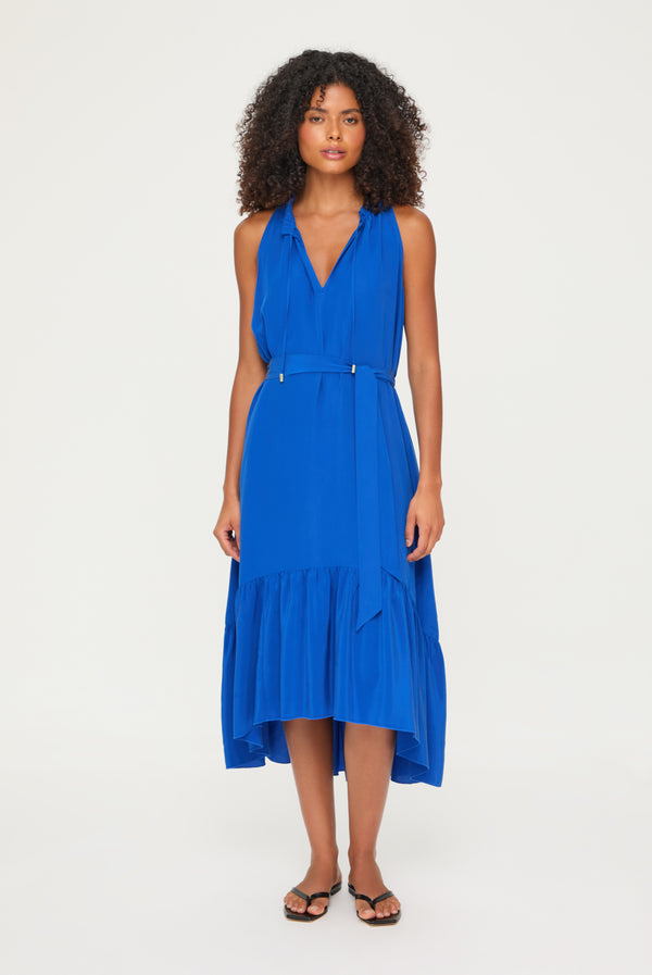 heidi klein Beau Soleil Silk Frill Midi Dress