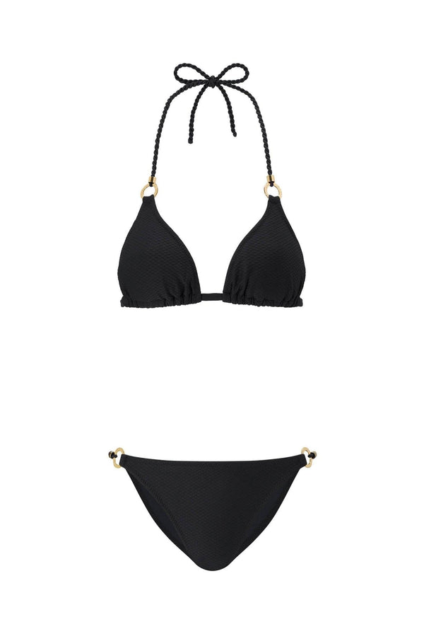 Heidi Klein Black Ring Triangle Bikini BIKINI