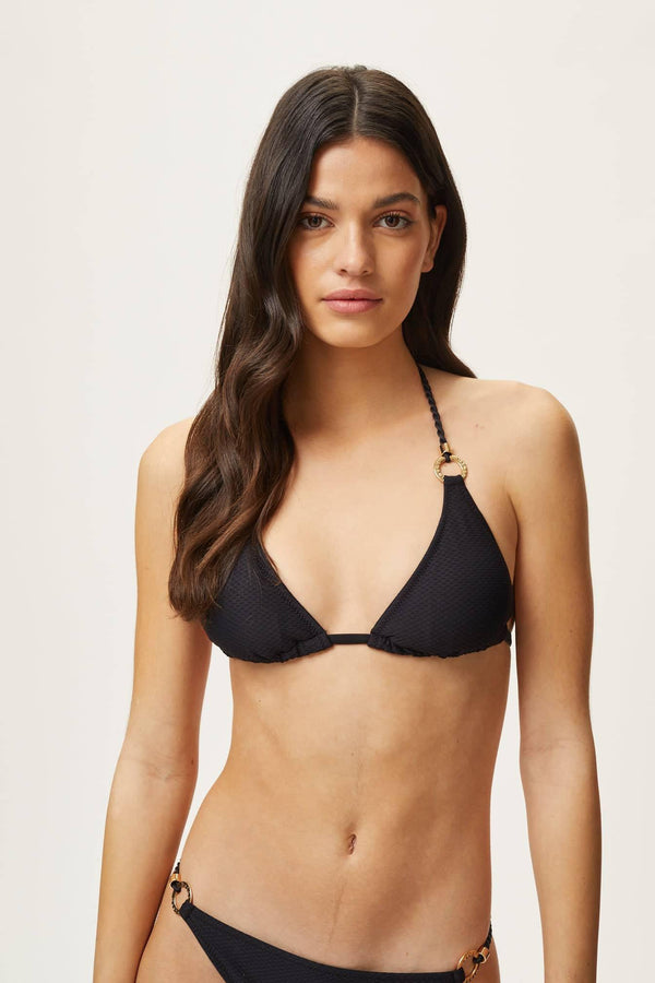Heidi Klein Black Ring Triangle Bikini BIKINI