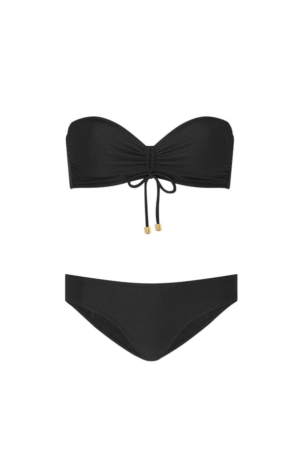 Heidi Klein Black Ruched Bandeau Bikini BIKINI