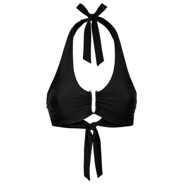 Heidi Klein Black U-Bar Halterneck Top BIKINI TOP