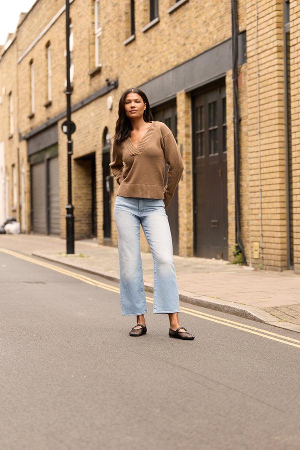 heidi klein Camel Cortina V Neck Jumper