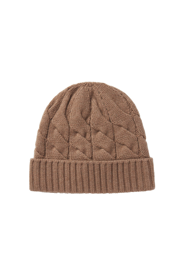 Heidi Klein Camel Vail Cable Knit Beanie