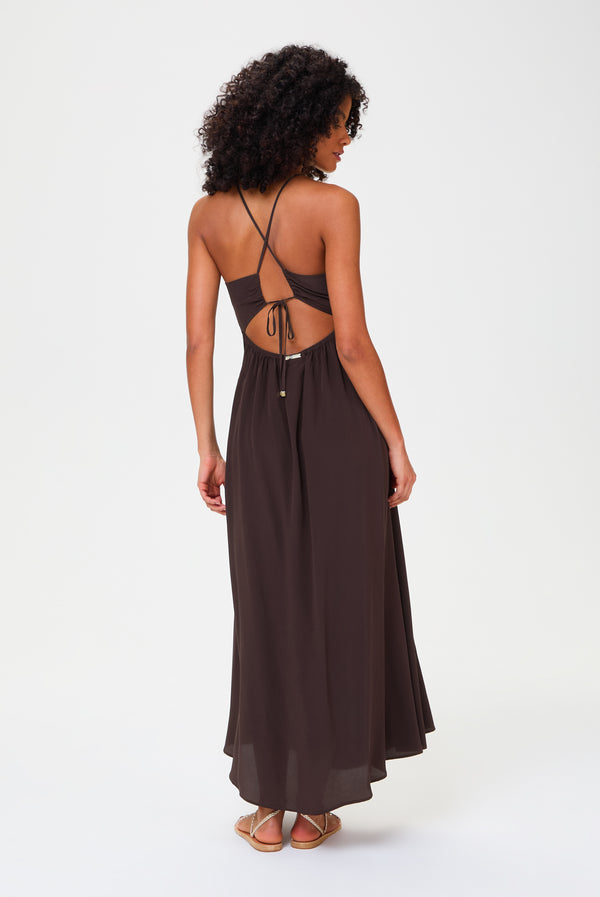 Heidi Klein Coco Palm Silk Cross Back Maxi Dress