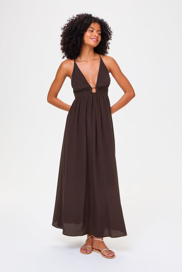 heidi klein Coco Palm Silk Cross Back Maxi Dress