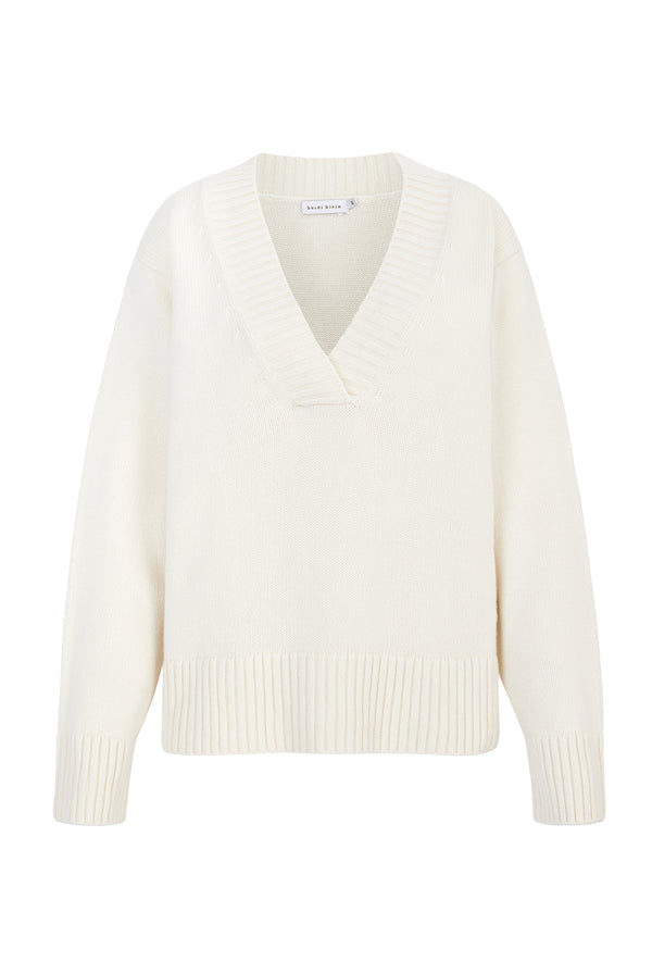 Heidi Klein Cream Cortina V Neck Jumper