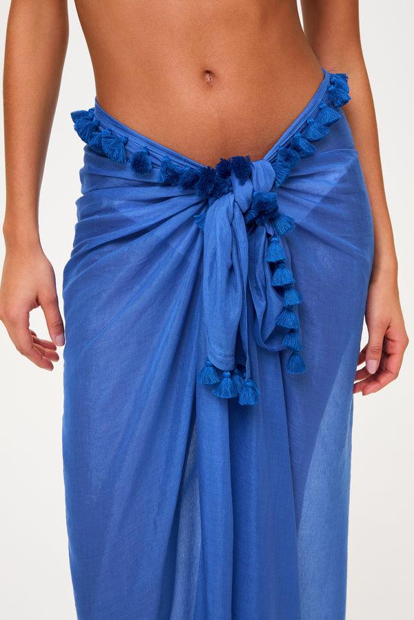 Heidi Klein Electric Blue Tassel Trim Sarong