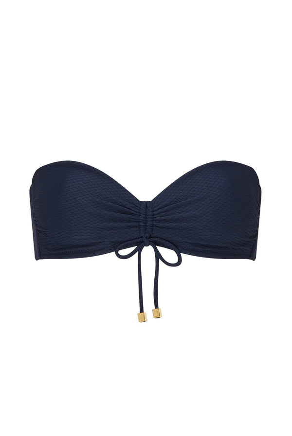 Heidi Klein Navy Ruched Bandeau Top BIKINI TOP