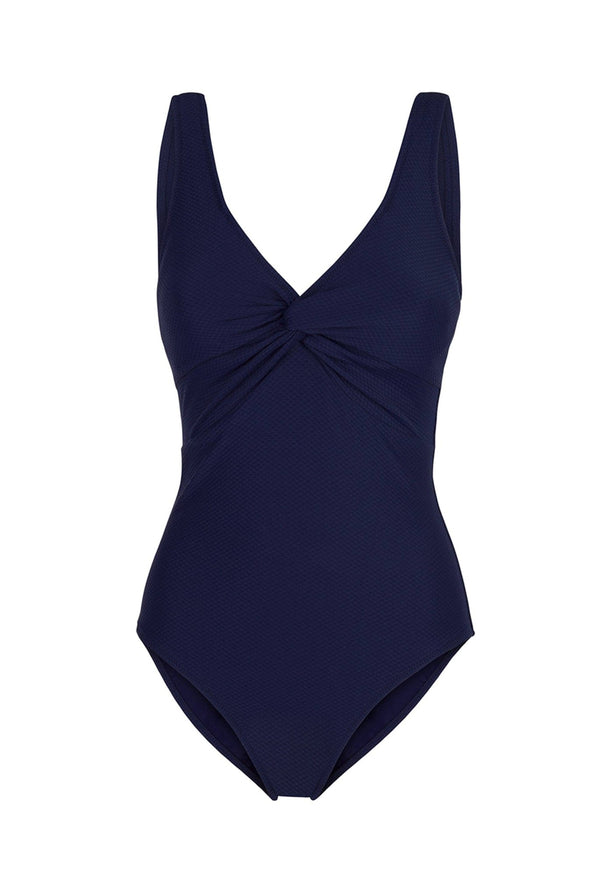 Heidi Klein Navy V-Neck Twist Swimsuit Swimsuit