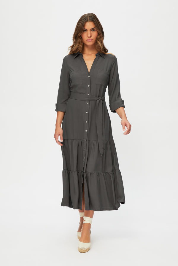 Heidi Klein Olive Maxi Shirt Dress