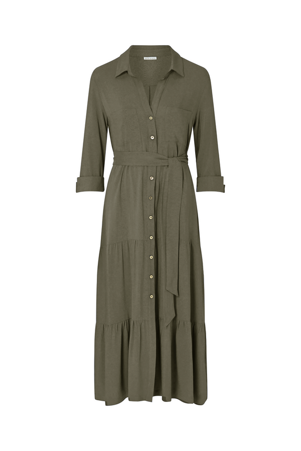 Heidi Klein Olive Maxi Shirt Dress