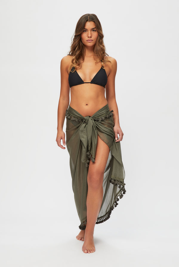 heidi klein Olive Tassel Trim Sarong