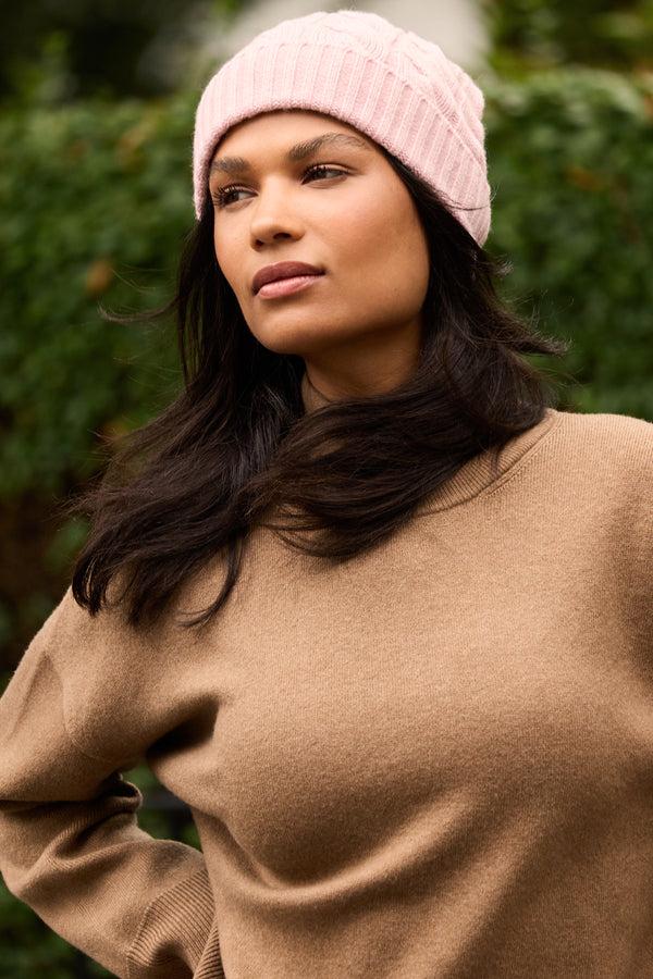 heidi klein Pink Vail Cable Knit Beanie