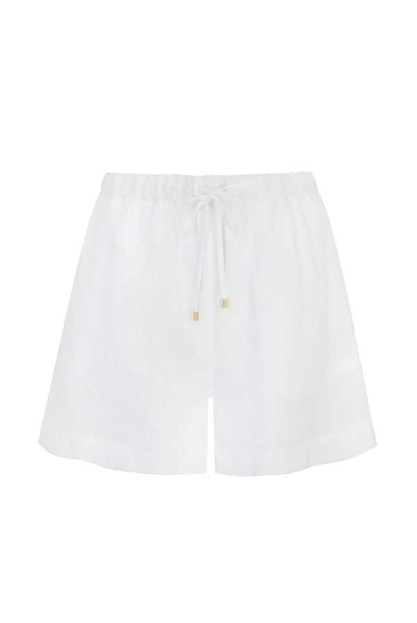 Heidi Klein White Bay Linen Drawstring Shorts