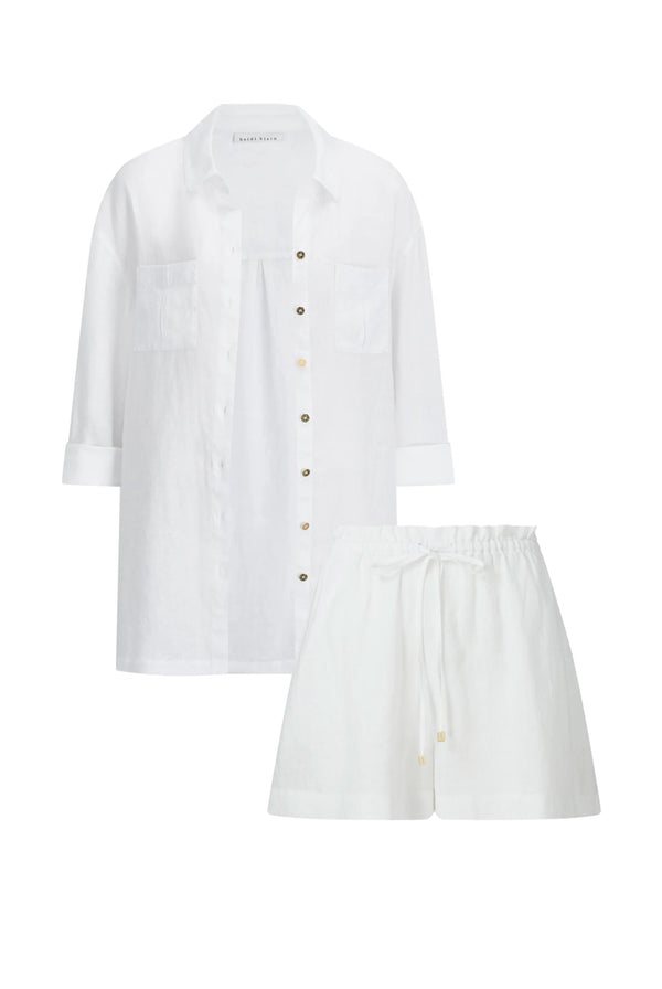 Heidi Klein White Bay Linen Short Set