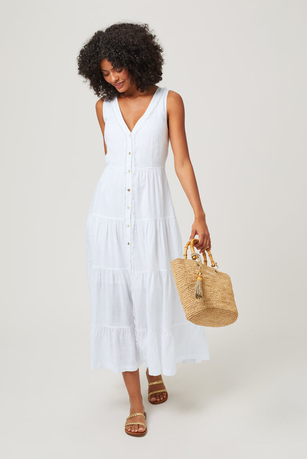 Heidi Klein White Bay Plunge Maxi Dress