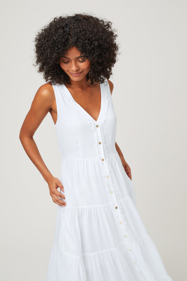 Heidi Klein White Bay Plunge Maxi Dress