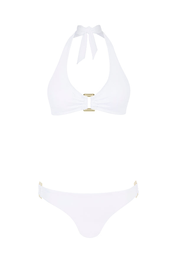 Heidi Klein White Rectangle Halterneck Bikini