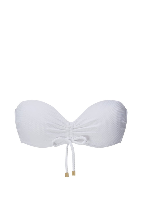 Heidi Klein White Ruched Bandeau Top BIKINI