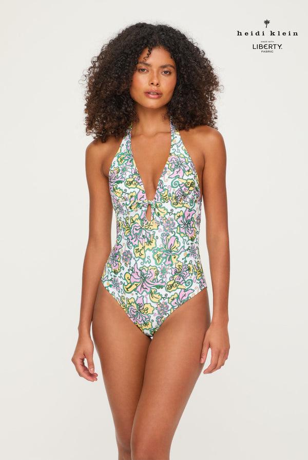 Heidi Klein Kings Road Halterneck Swimsuit - Made With Liberty Fabric
