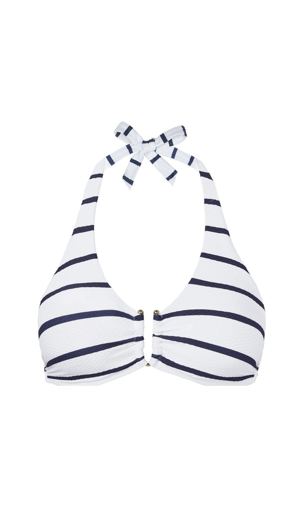 Heidi Klein Nautical Stripe U-Bar Halterneck Top BIKINI TOP