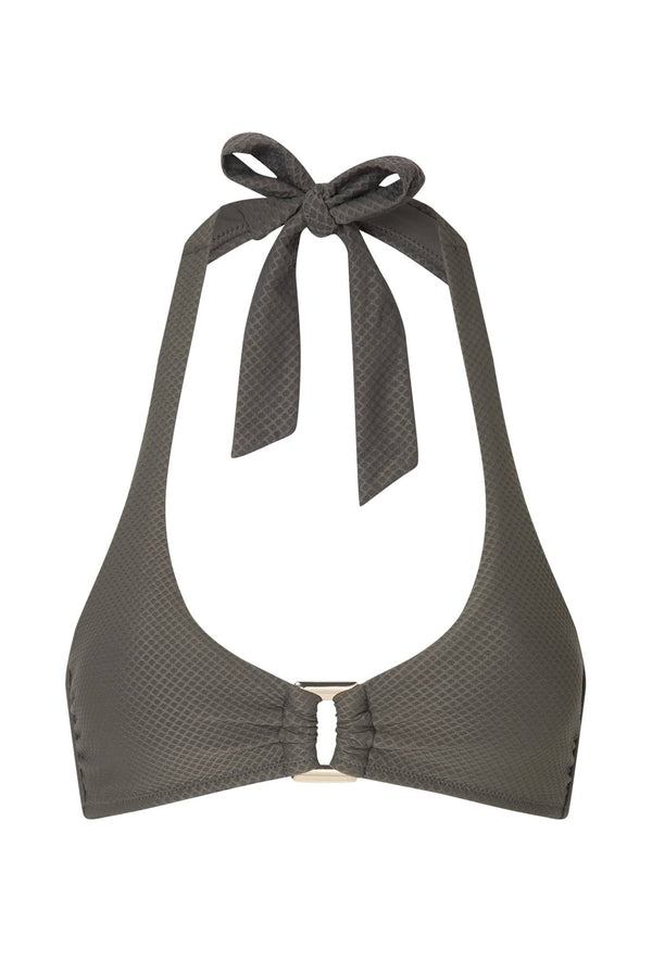 Heidi Klein Olive Green Rectangle Halterneck Top BIKINI TOP
