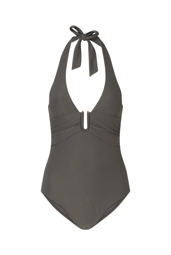 Heidi Klein Olive U-Bar Halterneck Swimsuit Swimsuit
