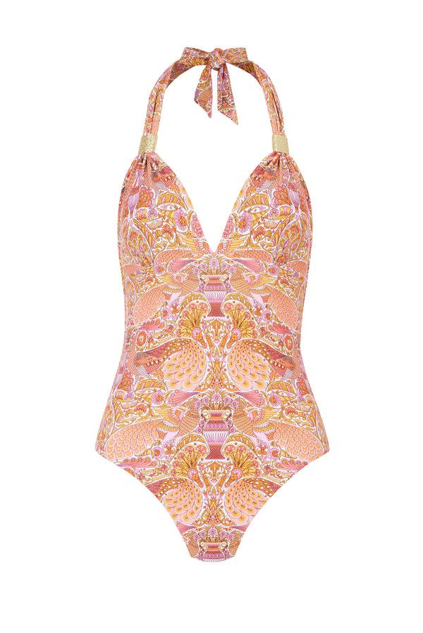 heidi Klein Oscars Palace Slider Halterneck Swimsuit - Made With Liberty Fabric
