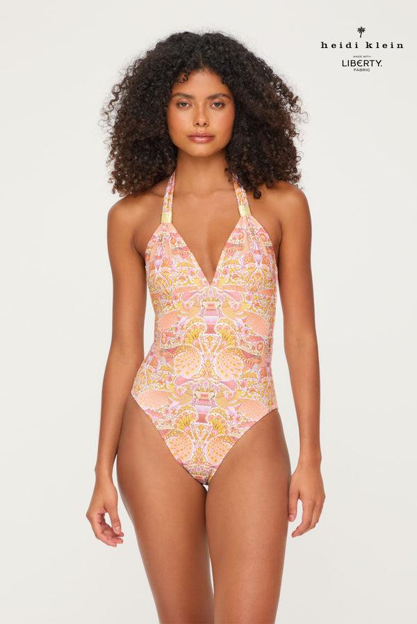 heidi klein Oscars Palace Slider Halterneck Swimsuit - Made With Liberty Fabric