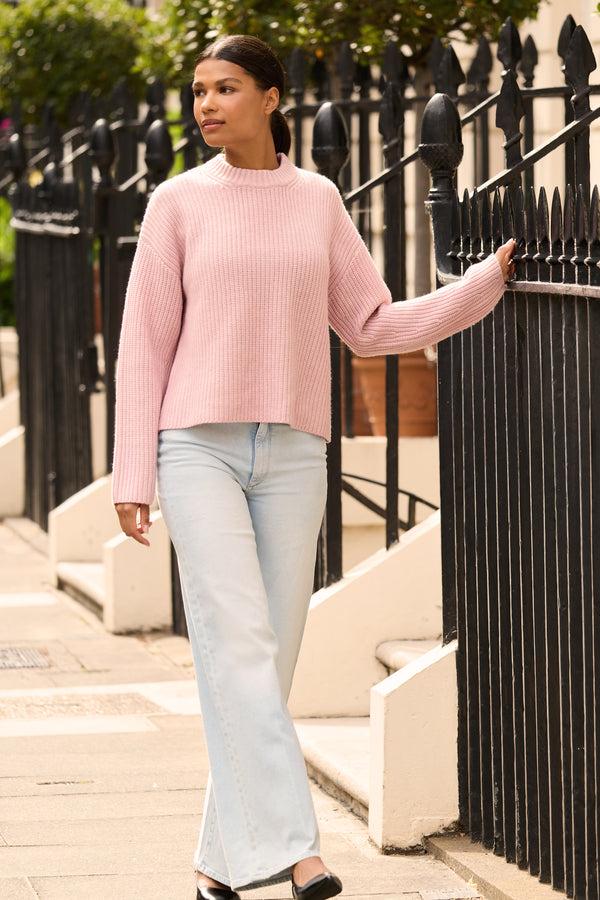 Heidi Klein Pink St Anton Open Back Crew Neck Jumper