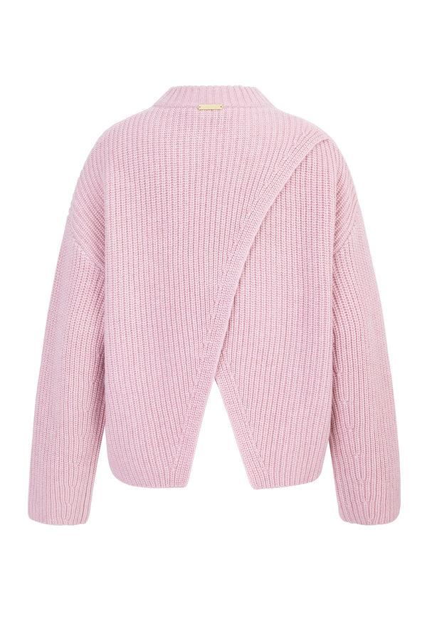 Heidi Klein Pink St Anton Open Back Crew Neck Jumper