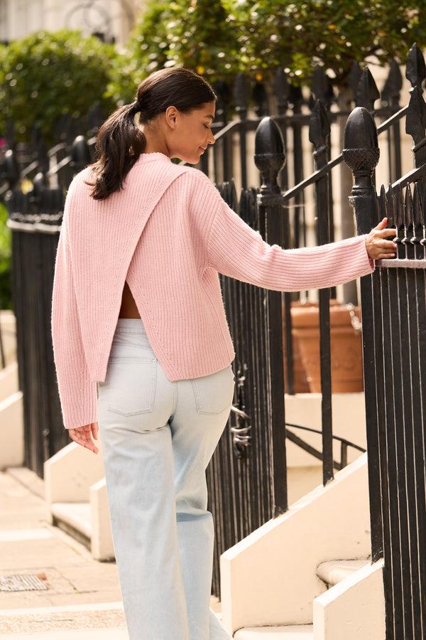 heidi klein Pink St Anton Open Back Crew Neck Jumper