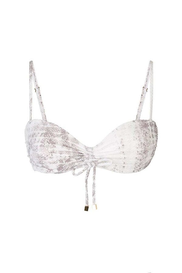 Heidi Klein Snake Print Ruched Bandeau Top BIKINI TOP