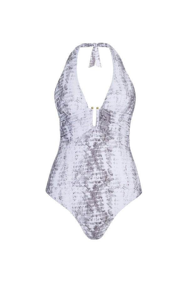 Heidi Klein Snake Print U-Bar Halterneck Swimsuit Swimsuit