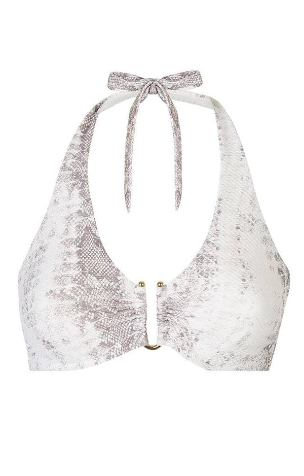 Heidi Klein Snake Print U-Bar Halterneck Top BIKINI TOP