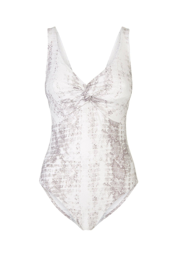 Heidi Klein Snake Print V-Neck Twist Swimsuit Swimsuit