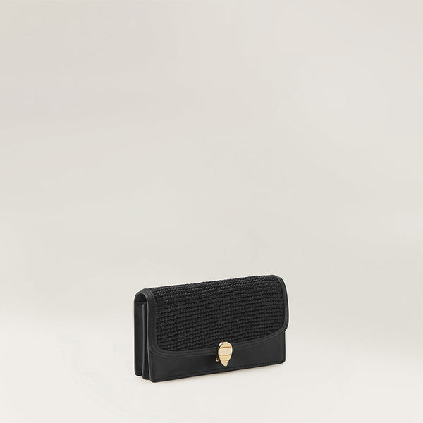 Helen Kaminski Adelie Wallet With Raffia Black/Charcoal