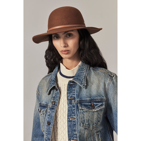 Helen Kaminski Avoca Wool Hat Hat Turn Up Brim Dark Camel
