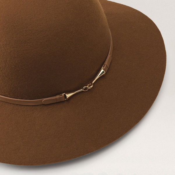 Helen Kaminski Avoca Wool Hat Hat Turn Up Brim Dark Camel